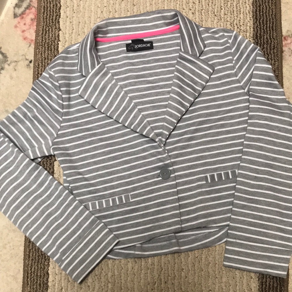 Girls Jordache Gray/White Stripe Jacket